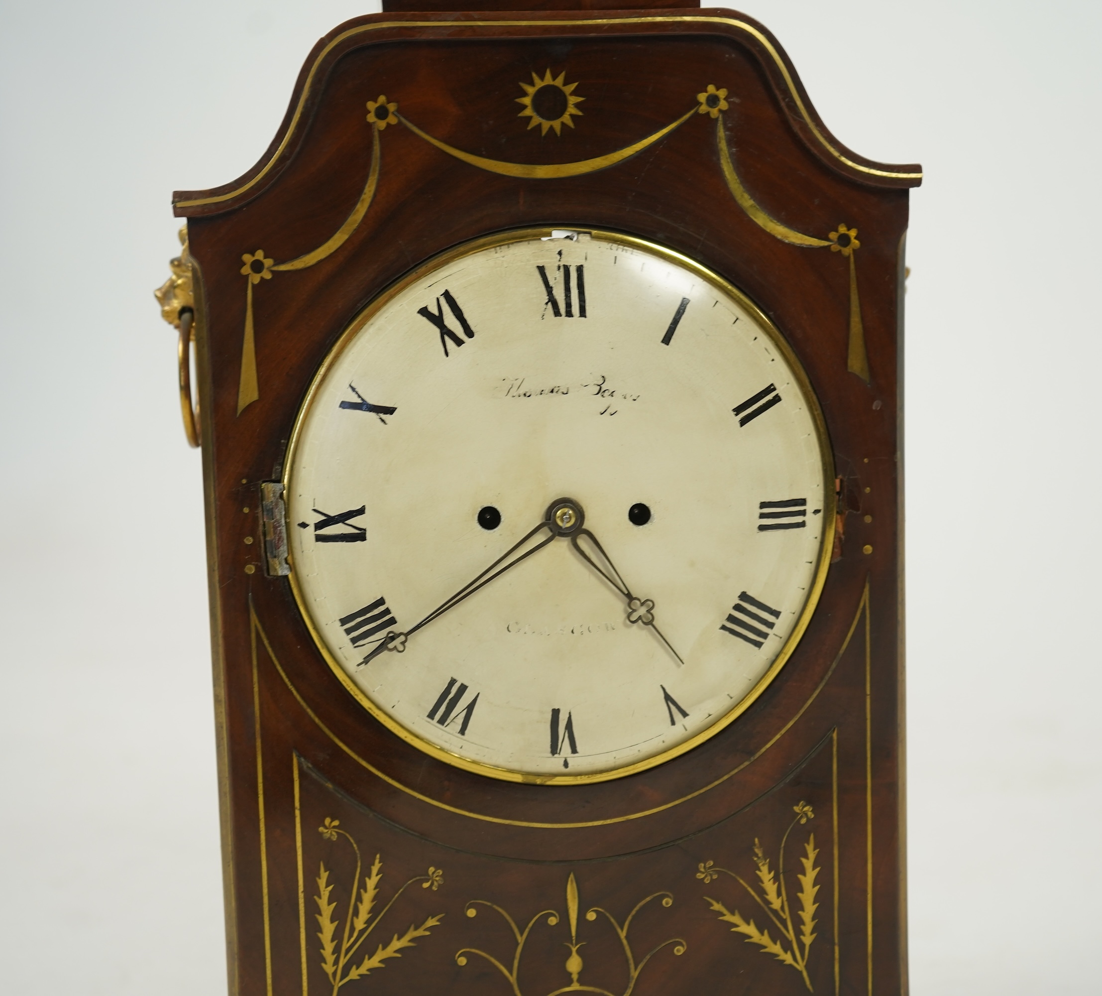 A Regency mahogany and cut brass inlaid bracket clock